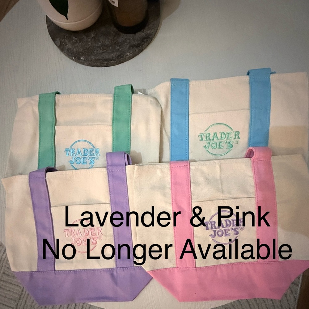 Trader Joe's Mini Pastel Canvas Tote Bag -  Blue Green